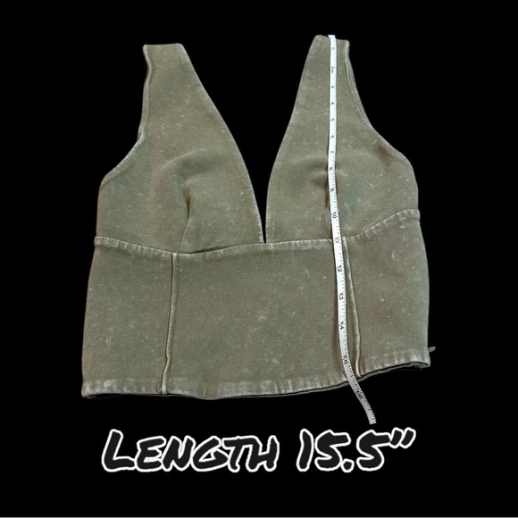 ZARA Cropped Side Zip Halter Top in Vintage Earth Green. Size Small. - Picture 6 of 9